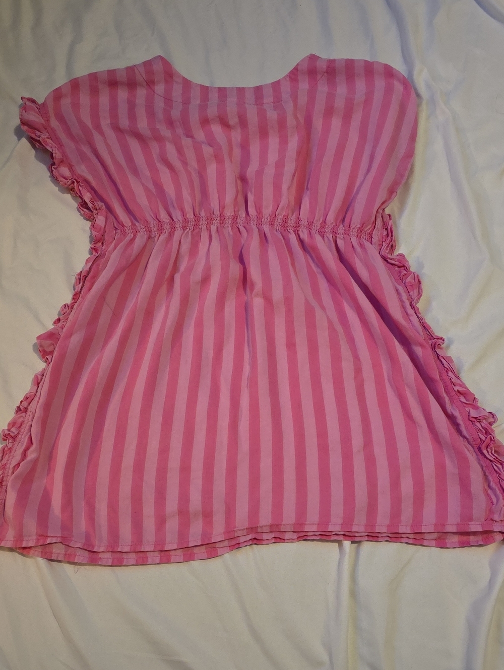 Cat & Jack Pink Striped V-Neck Ruffle Swim Suit Cover - Picture 4 of 5